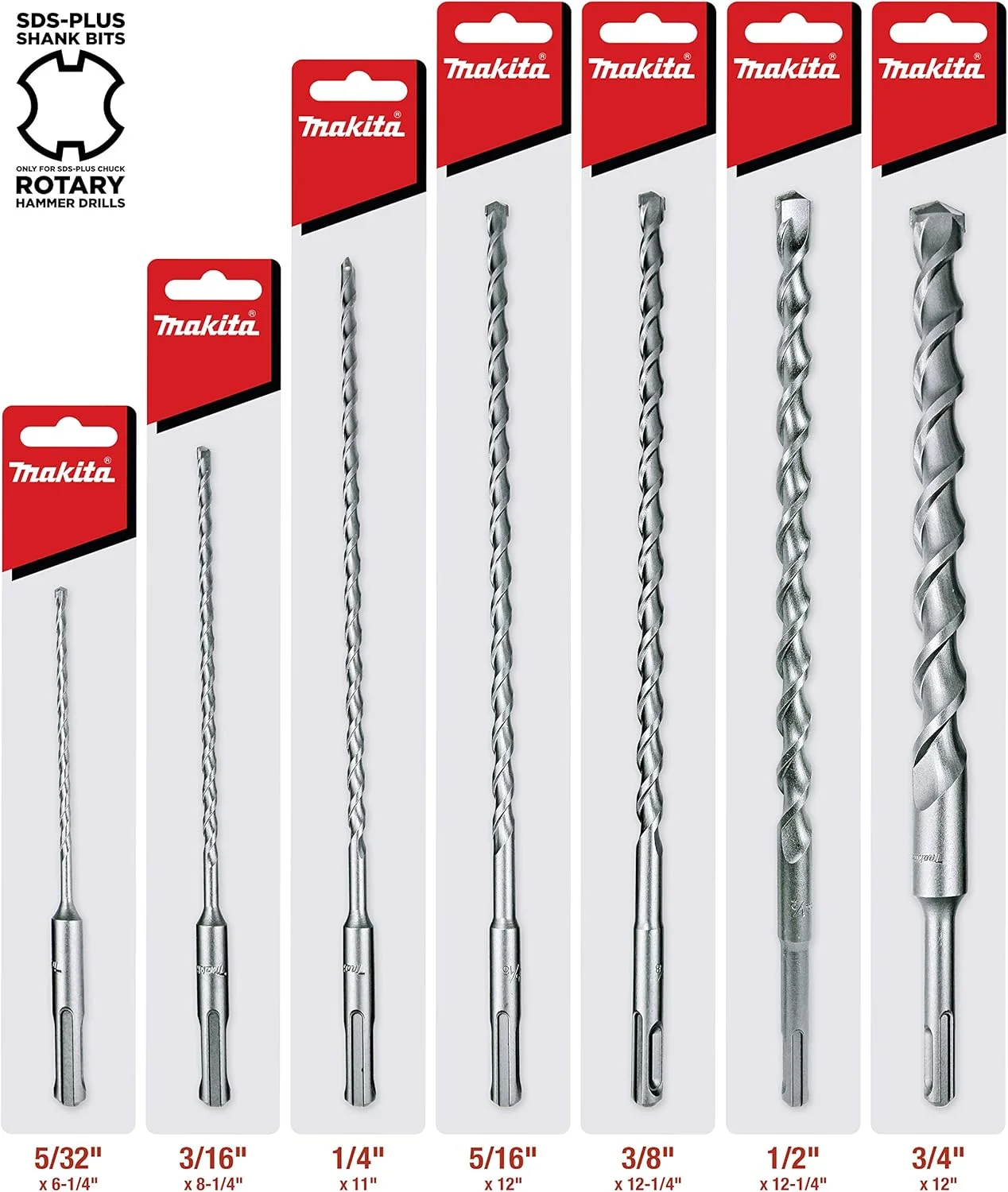 ست مته 7 عددی SDS-Plus ماکیتا - مناسب برای چکش های چرخشی SDS+ - سوراخکاری عمیق و سنگین در بتن و مصالح ساختمانی