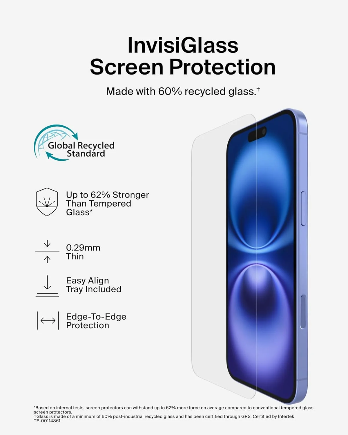 محافظ صفحه نمایش شیشه ای تقویت شده Belkin ScreenForce InvisiGlass برای آیفون 16 پلاس، آیفون 15 پلاس و 14 پرو مکس - محافظت در برابر ضربه و مقاوم در برابر خراش به همراه سینی تراز آسان برای نصب بدون حباب محافظ صفحه نمایش شیشه ای تقویت شده Belkin ScreenForce InvisiGlass برای آیفون 16 پلاس، آیفون 15 پلاس و 14 پرو مکس - محافظت در برابر ضربه و مقاوم در برابر خراش به همراه سینی تراز آسان برای نصب بدون حباب