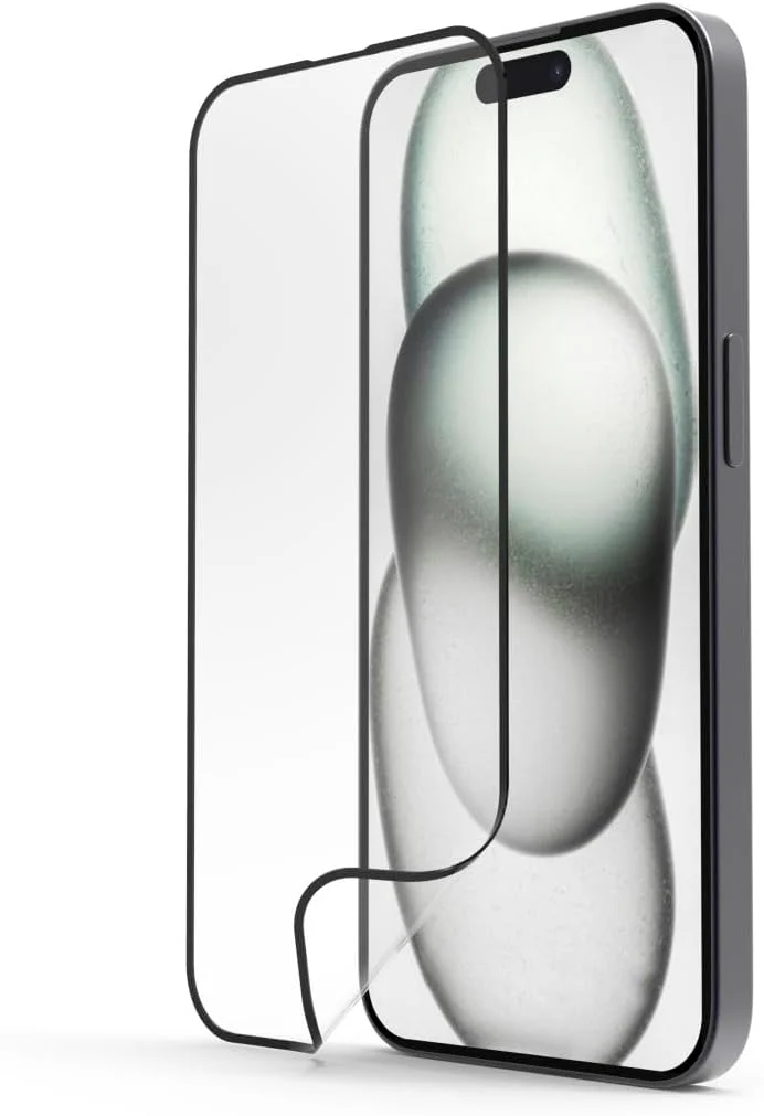 محافظ صفحه نمایش شیشه ای حرارت دیده سوپر هیبریدی برای اپل آیفون 15، به همراه ابزار نصب محافظ صفحه نمایش شیشه ای حرارت دیده سوپر هیبریدی برای اپل آیفون 15، به همراه ابزار نصب