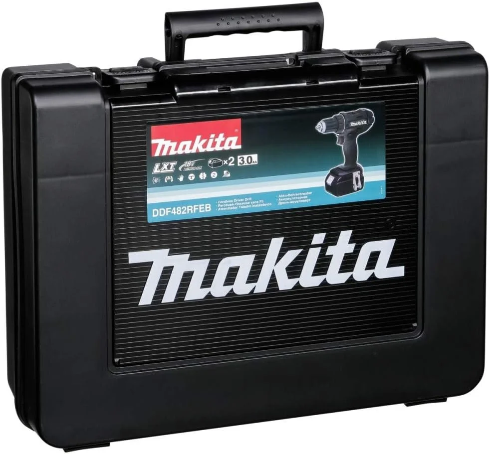 دریل شارژی ماکیتا مدل DDF482RFEB به همراه کیف حمل DDF 482 RFEB 2x18.0V-LI 3.0Ah, 1 W, 18 V, مشکی