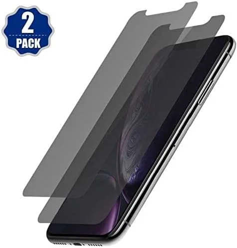 محافظ صفحه نمایش حریم خصوصی MOBISTAR® برای آیفون 11 / آیفون XR (6.1 اینچ)، فیلم شیشه ای حرارت دیده ضد جاسوسی، مقاوم در برابر ضربه، ضد خش، پوشش کامل، سازگار با قاب، 2 عدد