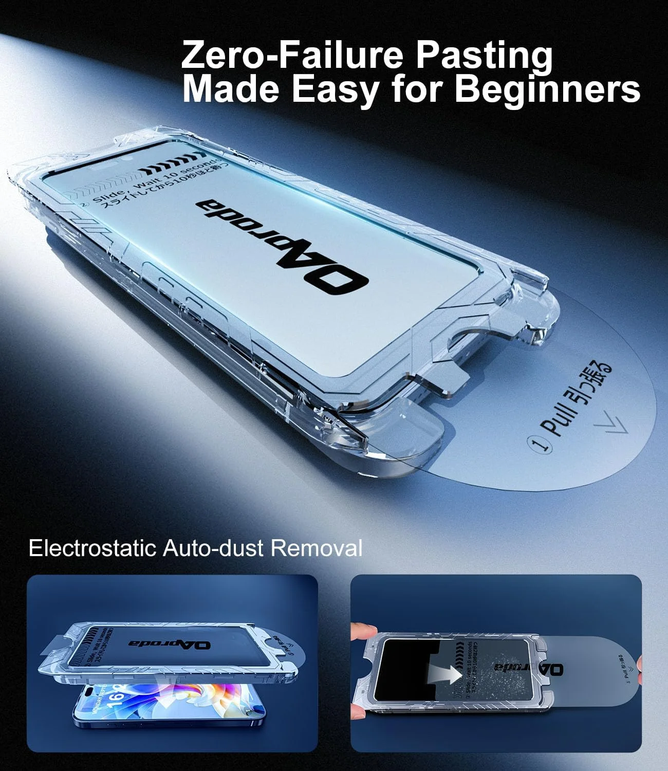 محافظ صفحه نمایش OAproda برای آیفون 16 پرو، فیلم شیشه ای حرارت دیده با پوشش کامل و مقاومت 9H+ برای آیفون 16 پرو 6.3 اینچی، نصب فوری، حذف حباب، ضد گرد و غبار، ضد اثر انگشت