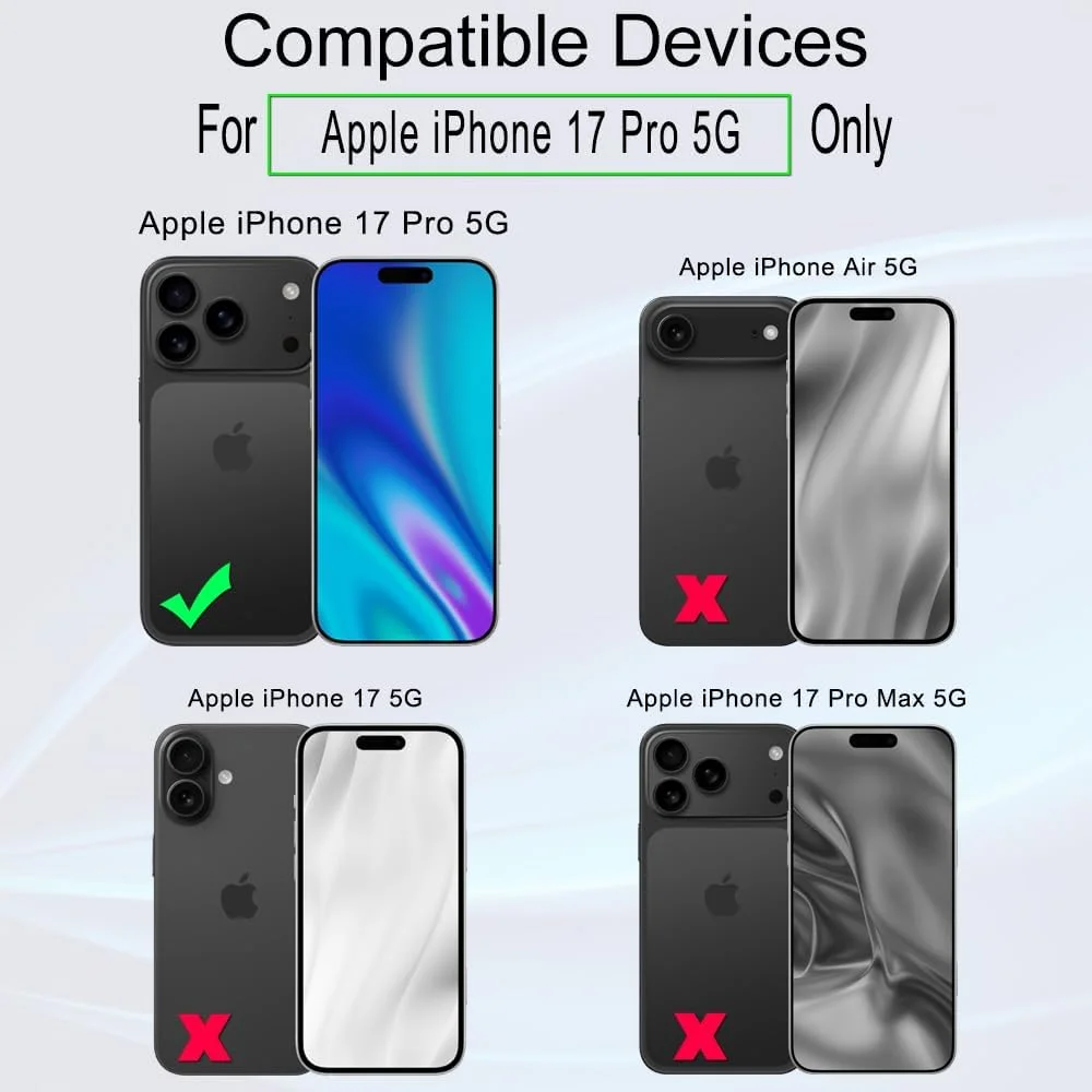 محافظ صفحه نمایش شیشه ای آی ب wind برای آیفون 17 پرو 5G سایز 6.3 اینچ، بسته 2 عددی با سختی 9H، همراه با 1 عدد محافظ لنز دوربین، 1 عدد فیلم فیبر کربن پشت، نصب آسان