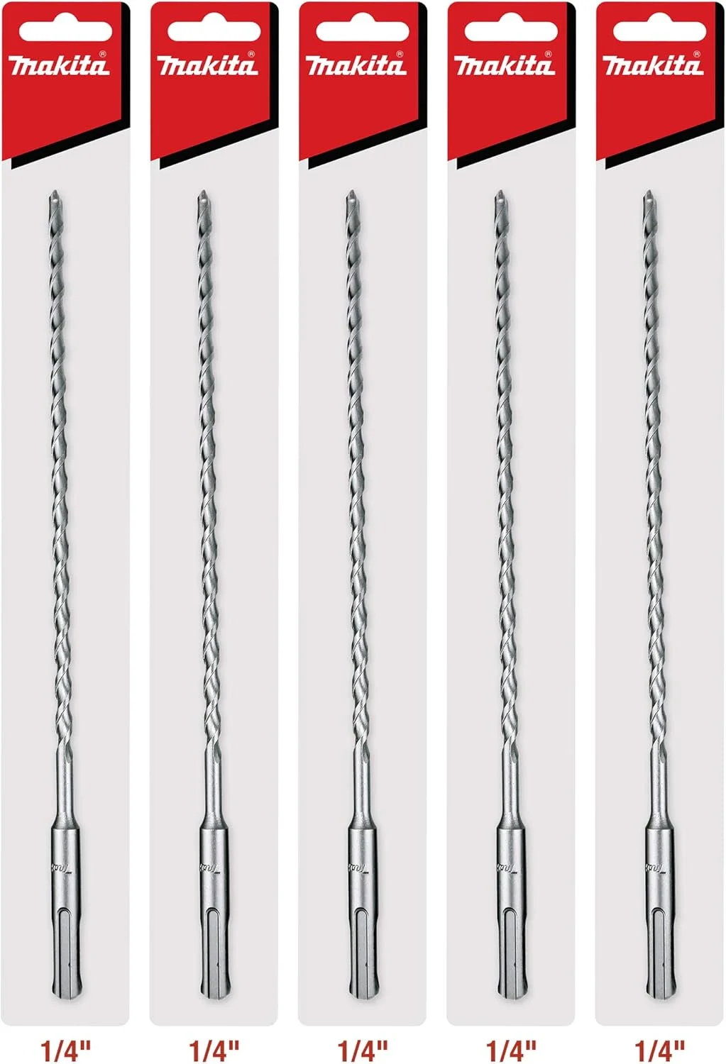 مجموعه 5 عددی مته های SDS-Plus 1/4 ماکیتا برای چکش های چرخشی SDS+ - سوراخکاری عمیق 8.5 اینچی در بتن و مصالح ساختمانی