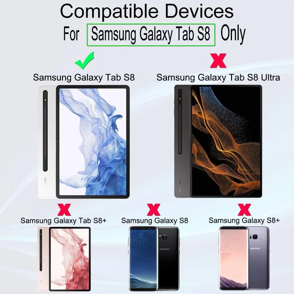 محافظ صفحه نمایش Ibywind برای Samsung Galaxy Tab S8 (11 اینچ)، شامل 2 عدد شیشه حرارت دیده، 1 عدد محافظ لنز دوربین، 1 عدد فیلم فیبر کربن پشتی [حسگر اثر انگشت، نصب آسان، پوشش کامل صفحه نمایش]