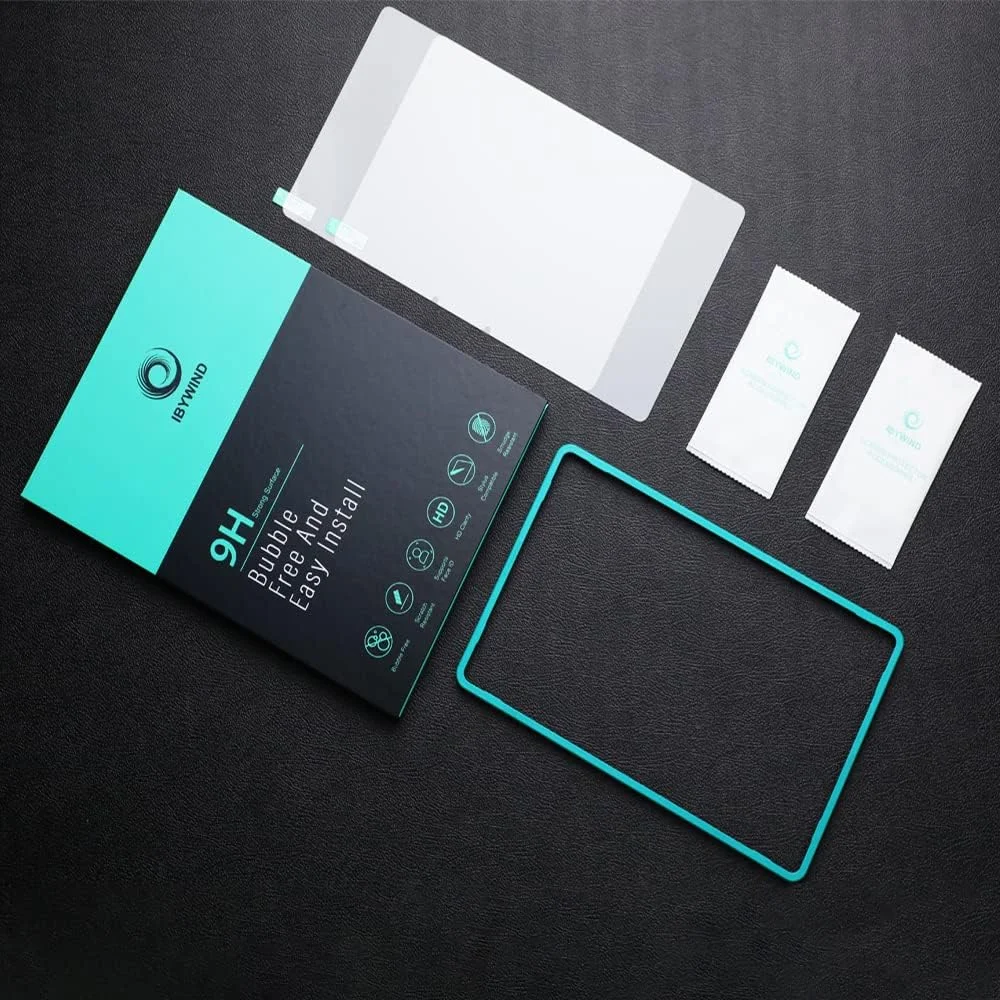 محافظ صفحه نمایش Ibywind برای Samsung Galaxy Tab S8 (11 اینچ)، شامل 2 عدد شیشه حرارت دیده، 1 عدد محافظ لنز دوربین، 1 عدد فیلم فیبر کربن پشتی [حسگر اثر انگشت، نصب آسان، پوشش کامل صفحه نمایش]