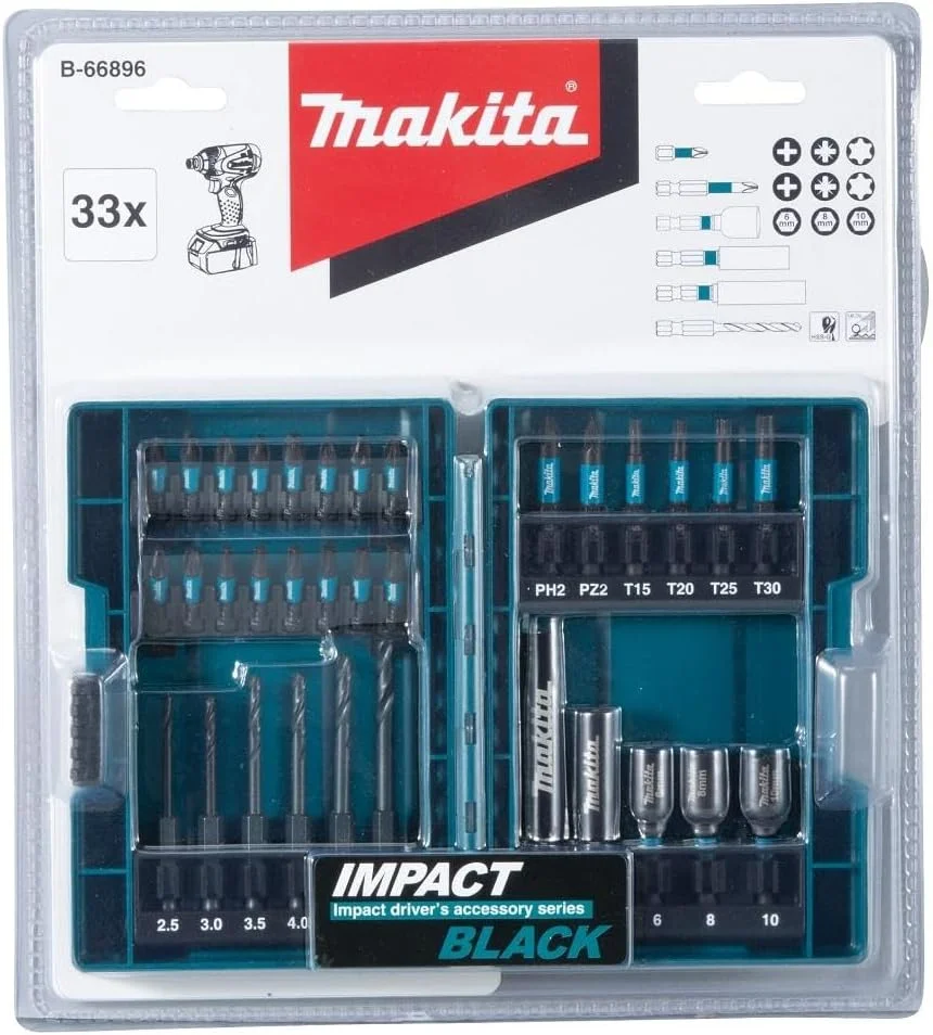 مجموعه 33 عددی مشکی ضربه ای ماکیتا مدل B-66896 مجموعه 33 عددی مشکی ضربه ای ماکیتا مدل B-66896