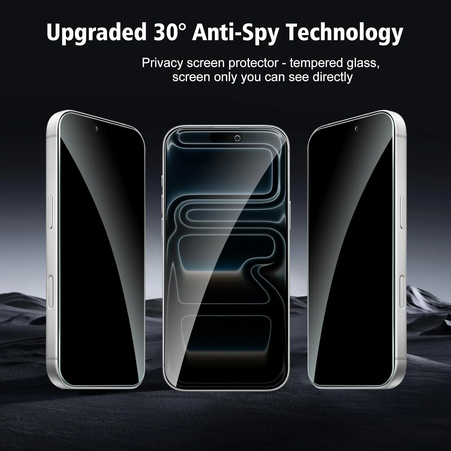 محافظ صفحه نمایش حریم خصوصی CYYAGE دو عددی برای آیفون 17 پرو مکس به همراه محافظ لنز دوربین دو عددی، شیشه حرارت دیده ضد جاسوسی با سختی 9H، ضد خش