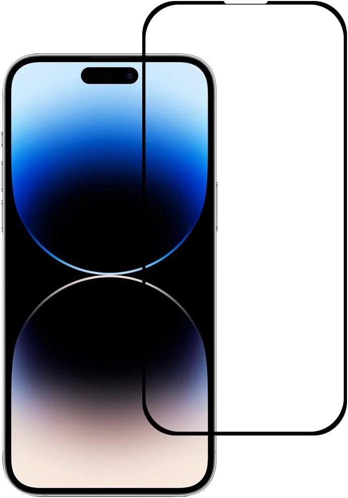 محافظ صفحه نمایش Al-HuTrusHi سازگار با آیفون 14 پرو، محافظ صفحه شیشه ای حرارت دیده با پوشش کامل سه بعدی، شفافیت HD، فیلم محافظتی متمایز با سختی 9H