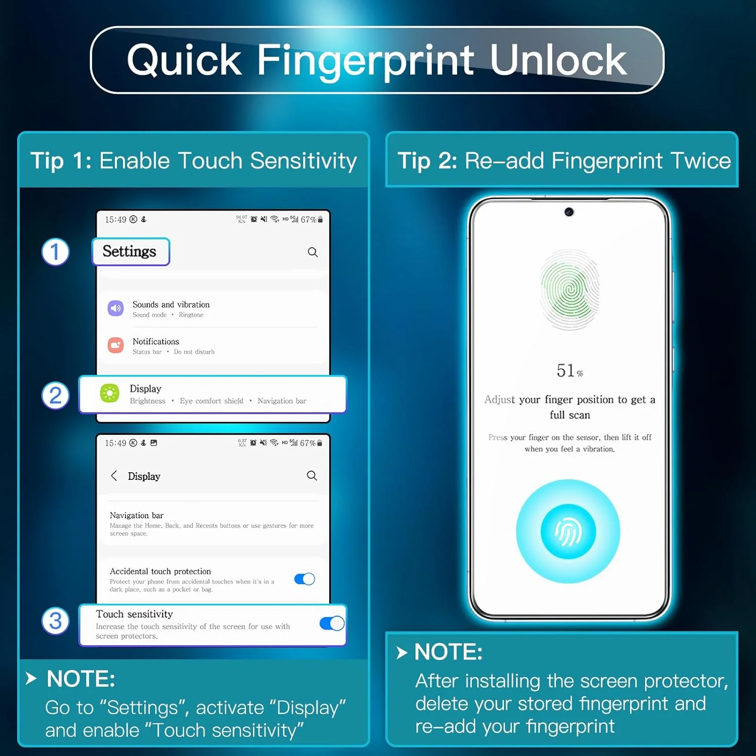 محافظ صفحه نمایش JETech برای گوشی سامسونگ گلکسی A55 5G با ابعاد 6.6 اینچ به همراه محافظ لنز دوربین، فیلم شیشه ای حرارت دیده با سختی 9H، شفافیت HD، بسته 2 عددی