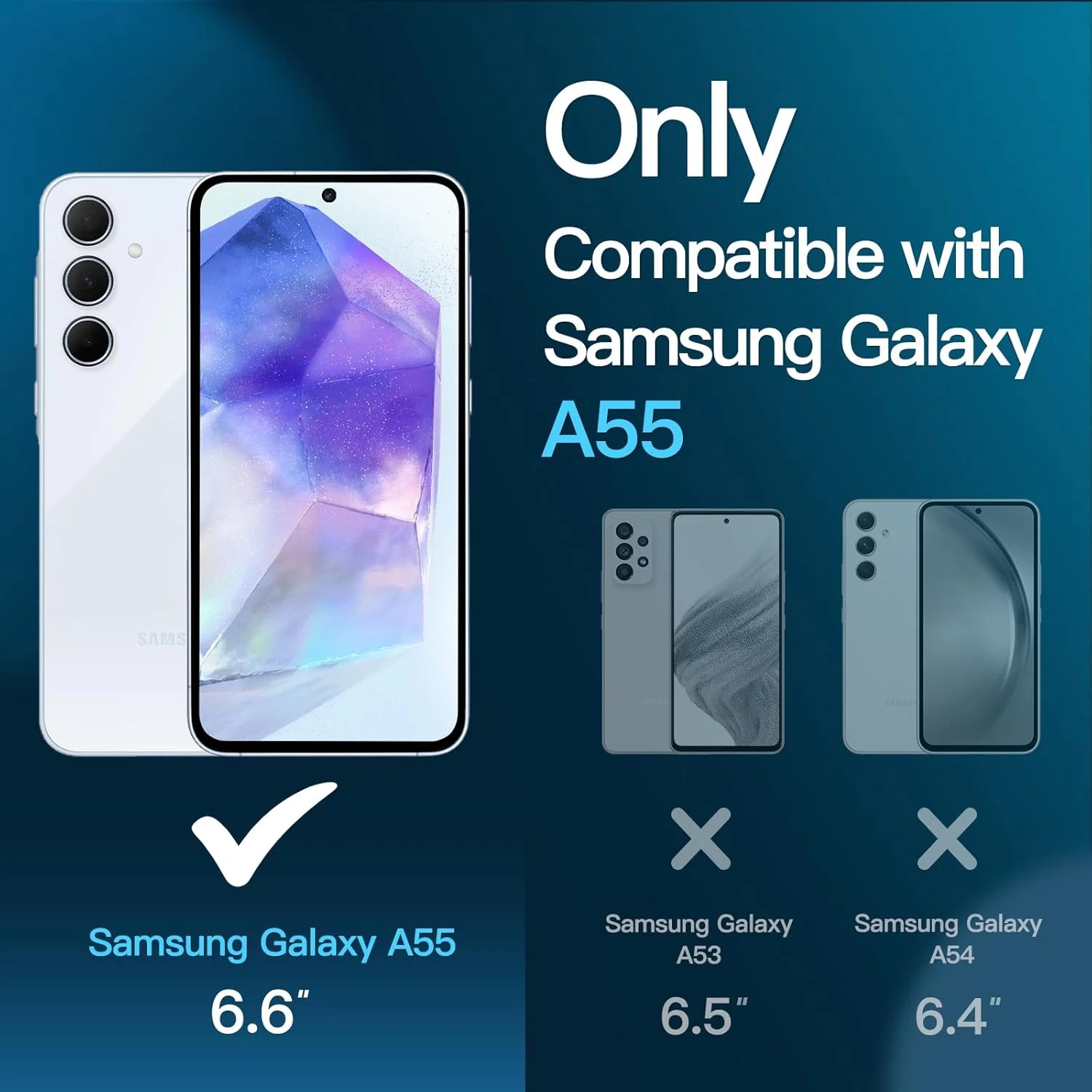 محافظ صفحه نمایش JETech برای گوشی سامسونگ گلکسی A55 5G با ابعاد 6.6 اینچ به همراه محافظ لنز دوربین، فیلم شیشه ای حرارت دیده با سختی 9H، شفافیت HD، بسته 2 عددی