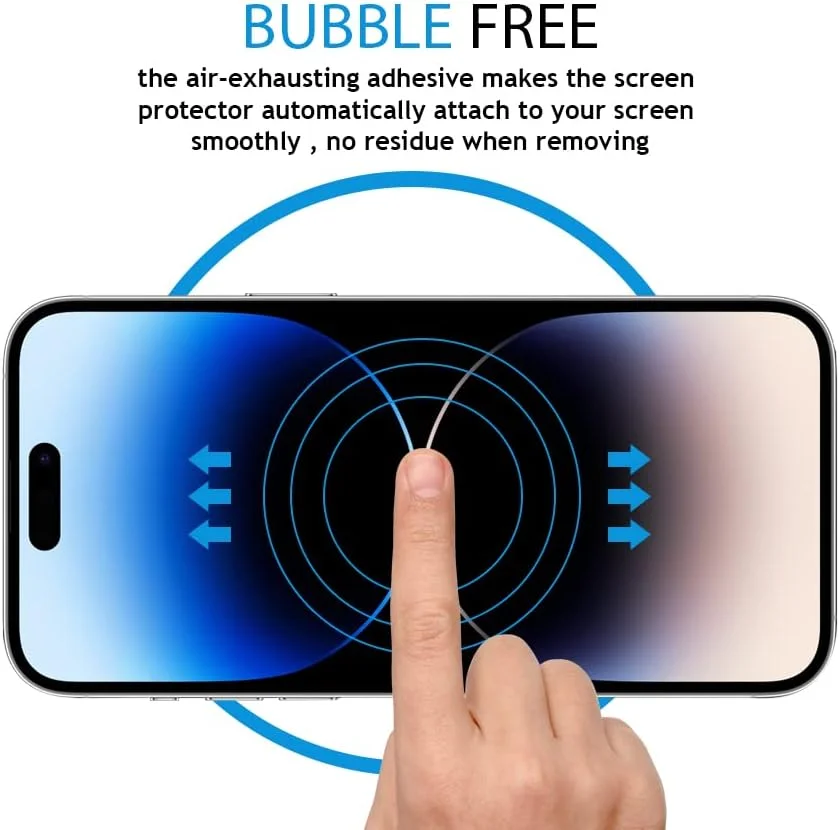 محافظ صفحه نمایش Al-HuTrusHi سازگار با آیفون 14 پرو، محافظ صفحه شیشه ای حرارت دیده با پوشش کامل سه بعدی، شفافیت HD، فیلم محافظتی متمایز با سختی 9H