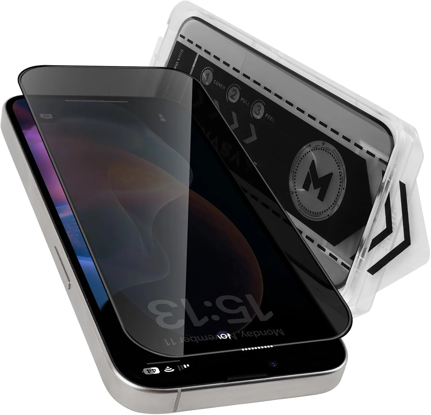 محافظ صفحه نمایش حریم خصوصی موناسای [تک عددی] مناسب برای آیفون 13 پرو 6.1 اینچ [محافظ لنز دوربین] [نصب آسان] فیلم مات ضد دید