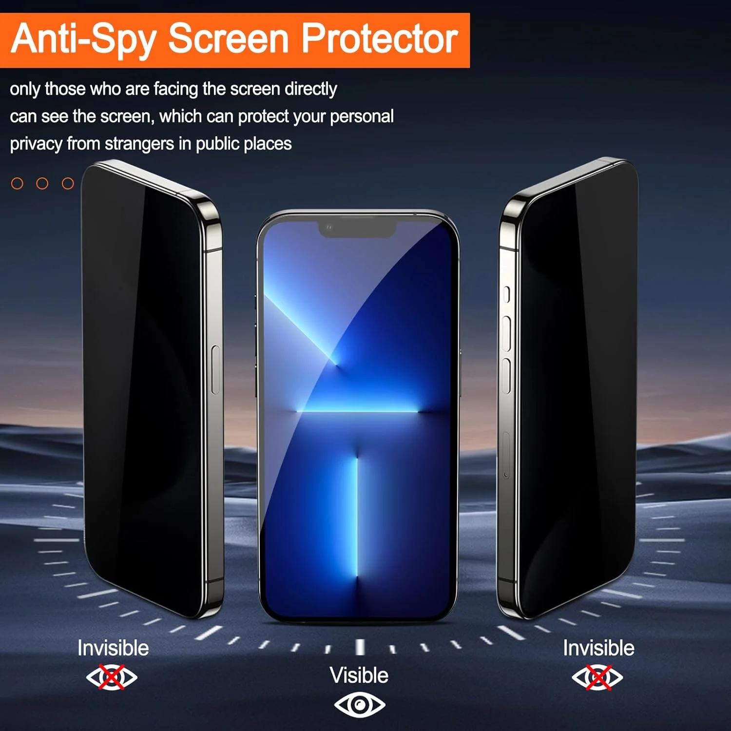 محافظ صفحه نمایش حریم خصوصی موناسای [تک عددی] مناسب برای آیفون 13 پرو 6.1 اینچ [محافظ لنز دوربین] [نصب آسان] فیلم مات ضد دید