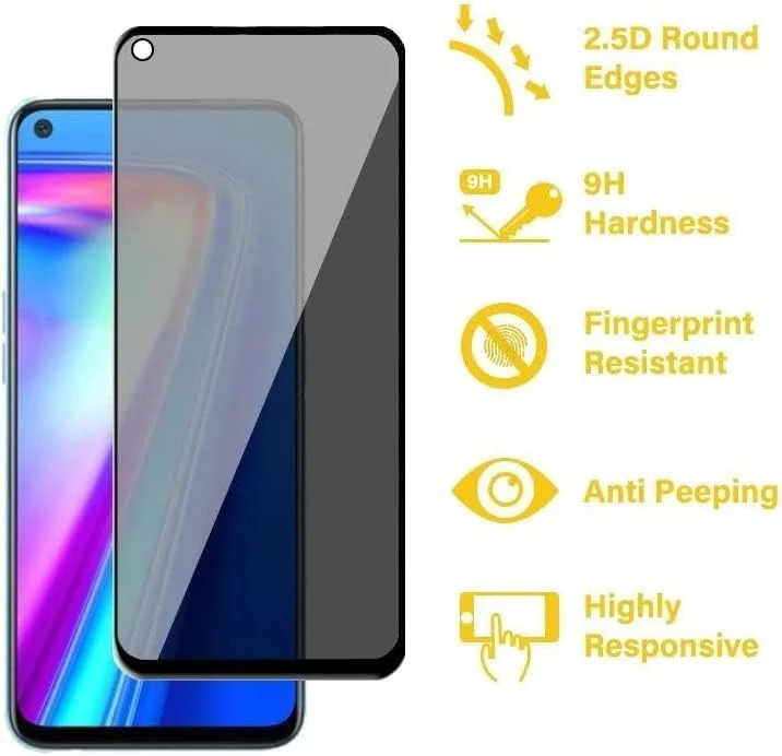 محافظ صفحه نمایش حریم خصوصی 5D شیشه ای حرارت دیده سازگار با اوپو - ضد جاسوسی، پوشش کامل لبه به لبه، ضد خش، بدون حباب، وضوح HD، برای تلفن های هوشمند OPPO (OPPO A96)