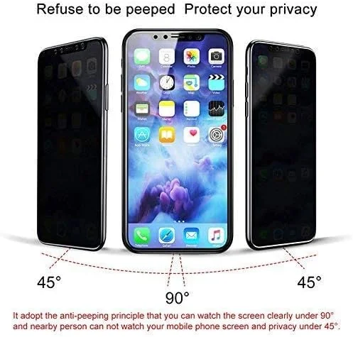 محافظ صفحه نمایش حریم خصوصی Al-HuTrusHi برای آیفون 11، شیشه حرارت دیده 9H ضد جاسوسی [3D Touch]، پوشش کامل لبه به لبه، ضد اثر انگشت، پوشش کامل (مشکی)