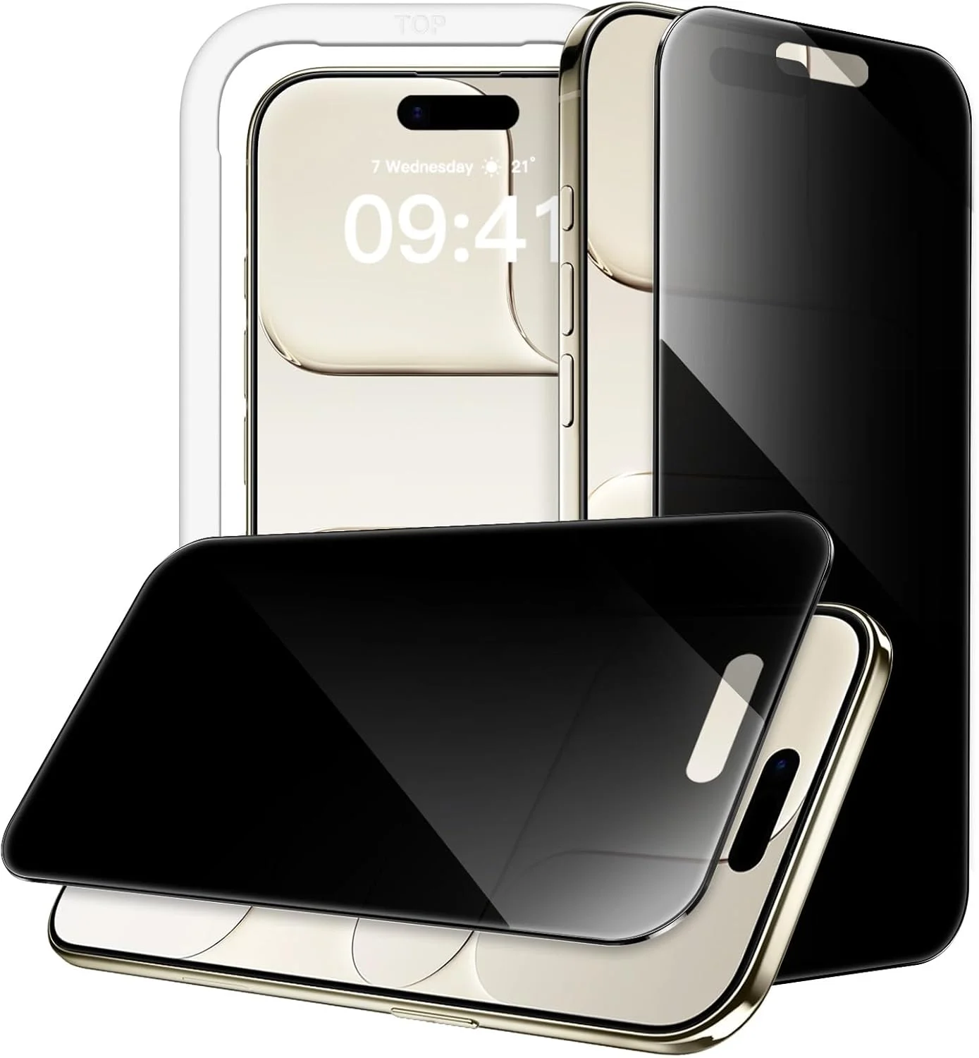 محافظ صفحه نمایش حریم خصوصی 360 درجه JETech برای آیفون 17 Air، فیلم شیشه ای حرارت دیده 4 طرفه ضد جاسوسی با ابزار نصب آسان، صفحه نمایش 6.5 اینچی، 2 عددی