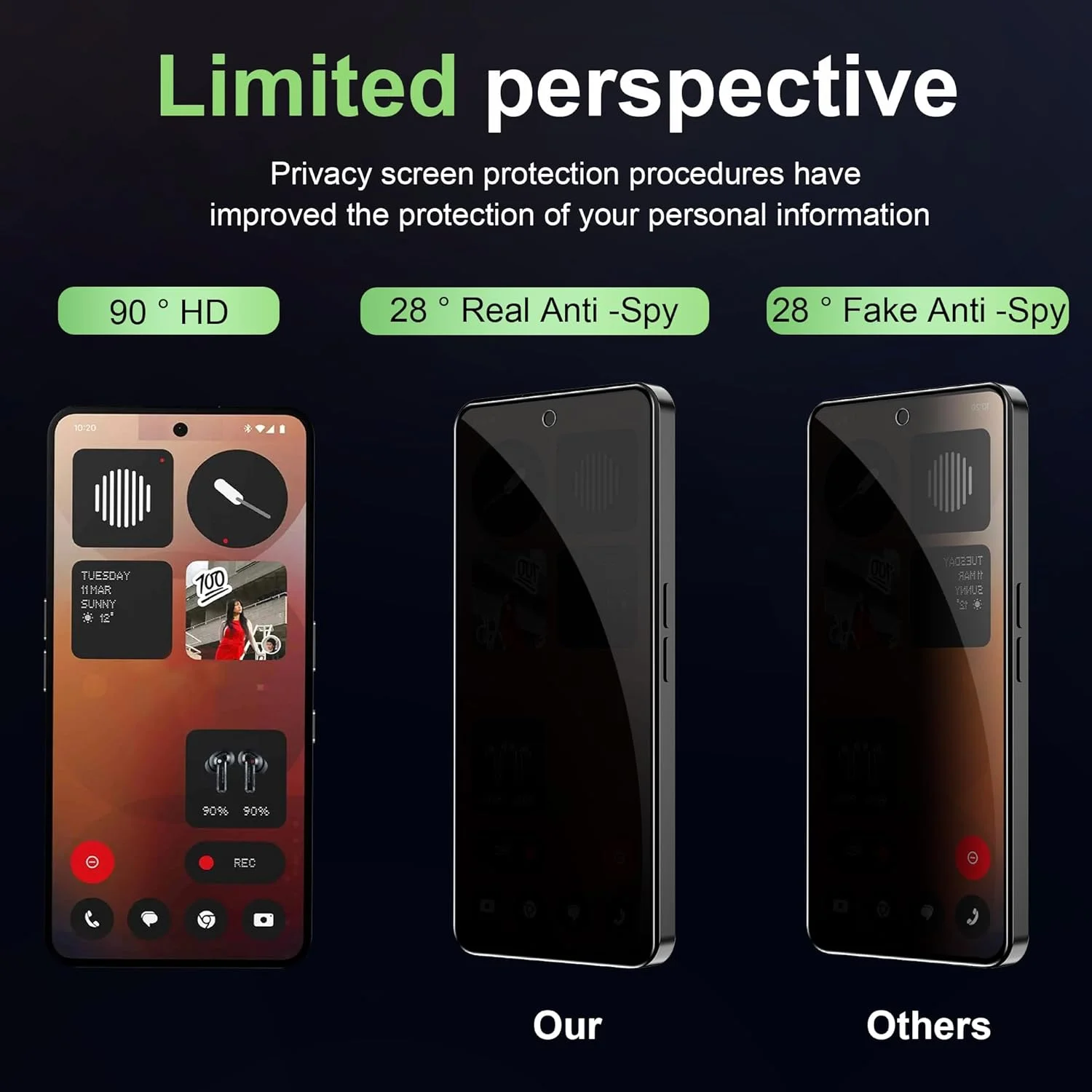 محافظ صفحه نمایش حریم خصوصی فیتودوس (بسته 2 عددی) برای ناتینگ فون 3A/3A Pro/CMF Phone 2 Pro، محافظ صفحه شیشه ای حرارت دیده ساخته شده از شیشه حرارت دیده ضد جاسوسی، مقاوم در برابر خراش، بدون حباب محافظ صفحه نمایش حریم خصوصی فیتودوس (بسته 2 عددی) برای ناتینگ فون 3A/3A Pro/CMF Phone 2 Pro، محافظ صفحه شیشه ای حرارت دیده ساخته شده از شیشه حرارت دیده ضد جاسوسی، مقاوم در برابر خراش، بدون حباب