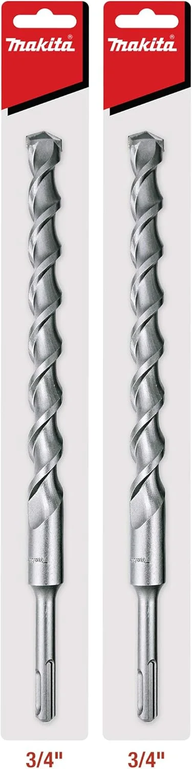 مجموعه 2 عددی مته های SDS-Plus ماکیتا 3/4 اینچی برای چکش های چرخشی SDS+ - سوراخکاری عمیق 10 اینچی در بتن و مصالح ساختمانی