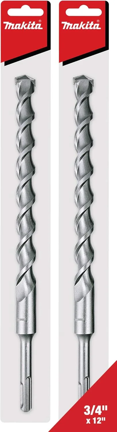 مجموعه 2 عددی مته های SDS-Plus ماکیتا 3/4 اینچی برای چکش های چرخشی SDS+ - سوراخکاری عمیق 10 اینچی در بتن و مصالح ساختمانی