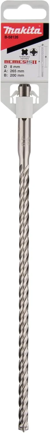 مته چکشی SDS-PLUS ماکیتا مدل B-58126، نمسیس 2، 8 x 265 میلی‌متر
