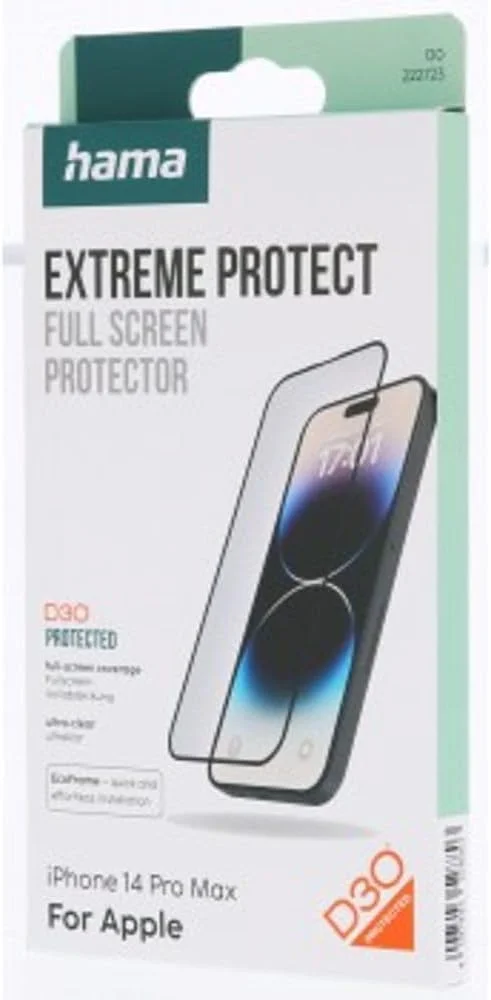 محافظ صفحه نمایش شیشه ای هاما Extreme Protect برای Apple iPhone 14 Pro Max، دارای ابزار نصب PSE محافظ صفحه نمایش شیشه ای هاما Extreme Protect برای Apple iPhone 14 Pro Max، دارای ابزار نصب PSE