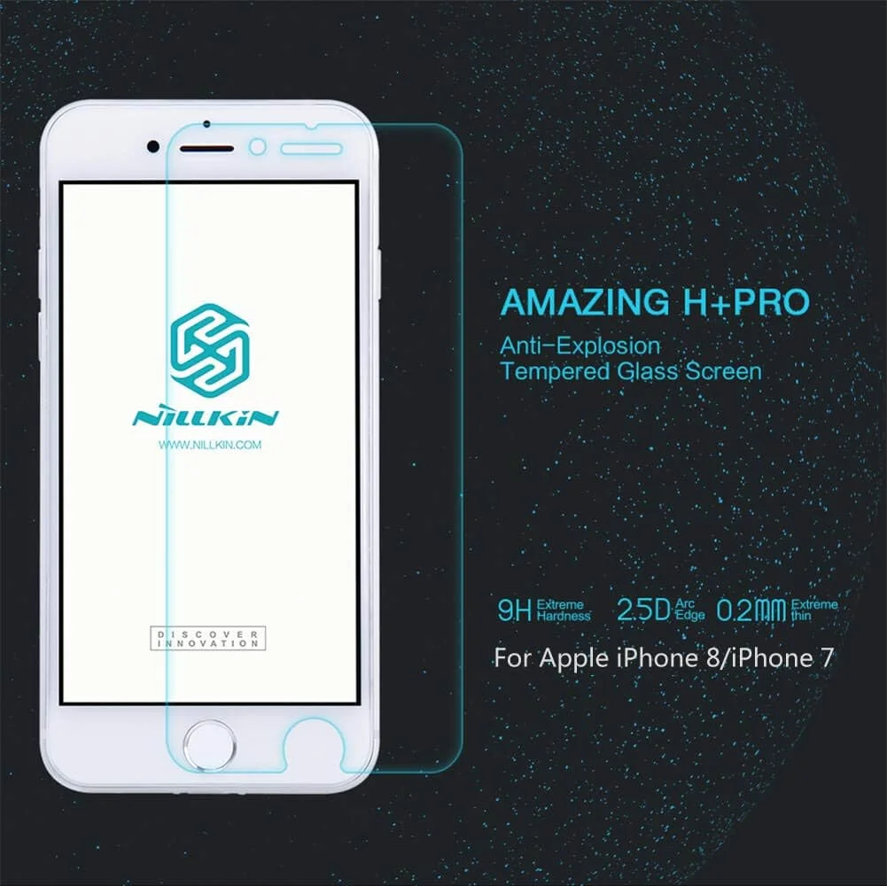 محافظ صفحه نمایش شیشه ای ضد انفجار نیلکین مدل H+ Pro با ضخامت 0.2 میلی متر و طراحی 2.5D مناسب برای گوشی های آیفون 7/آیفون 8/آیفون SE 2020 - شفاف محافظ صفحه نمایش شیشه ای ضد انفجار نیلکین مدل H+ Pro با ضخامت 0.2 میلی متر و طراحی 2.5D مناسب برای گوشی های آیفون 7/آیفون 8/آیفون SE 2020 - شفاف