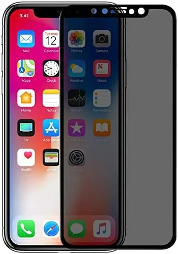 محافظ صفحه نمایش حریم خصوصی شیشه ای حرارتی چاپ ابریشمی پوشش کامل ضد جاسوسی Muzz Apple IPhone XS (5.8) برای آیفون XS