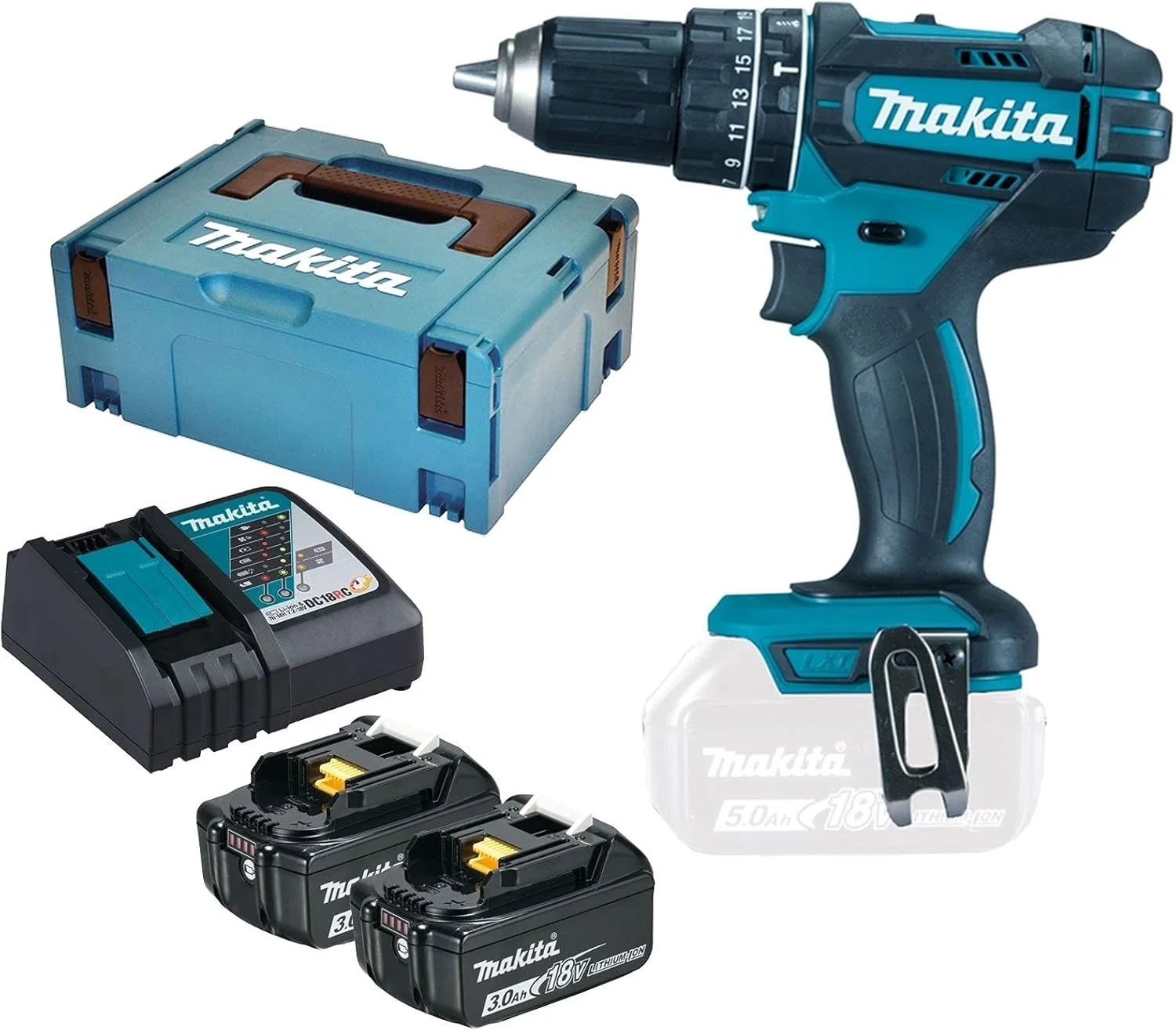 دریل ضربه ای ماکیتا مدل MAKPAC 18V LXT (2x3.0 Ah) - DHP482RFJ