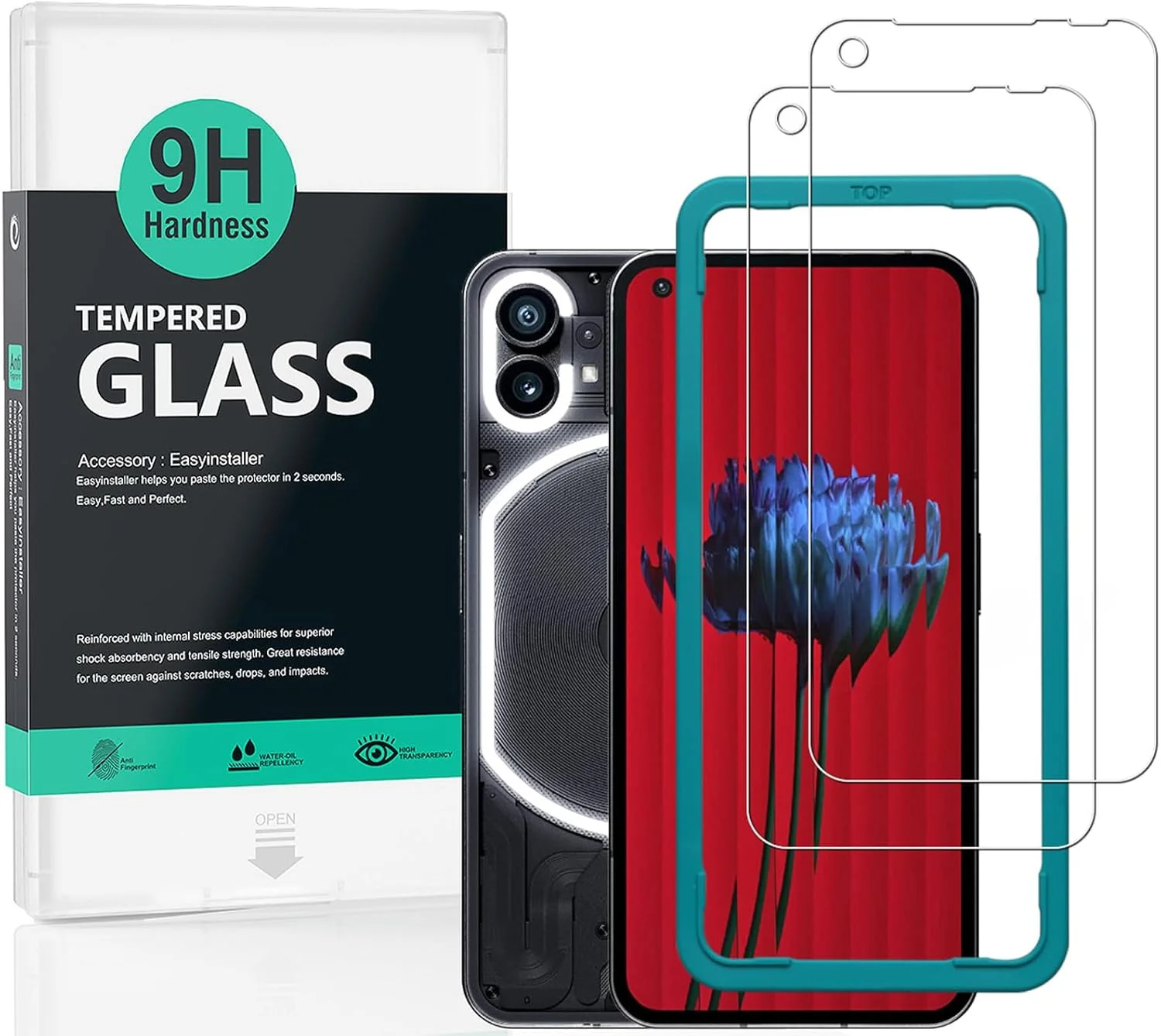 محافظ صفحه نمایش Ibywind برای گوشی Nothing phone (1) 5G (6.55 اینچ)، شامل 2 عدد شیشه حرارت دیده [نصب آسان]، سازگار با قاب، بدون حباب، مقاوم در برابر شکستن، سختی 9H، ضد خش