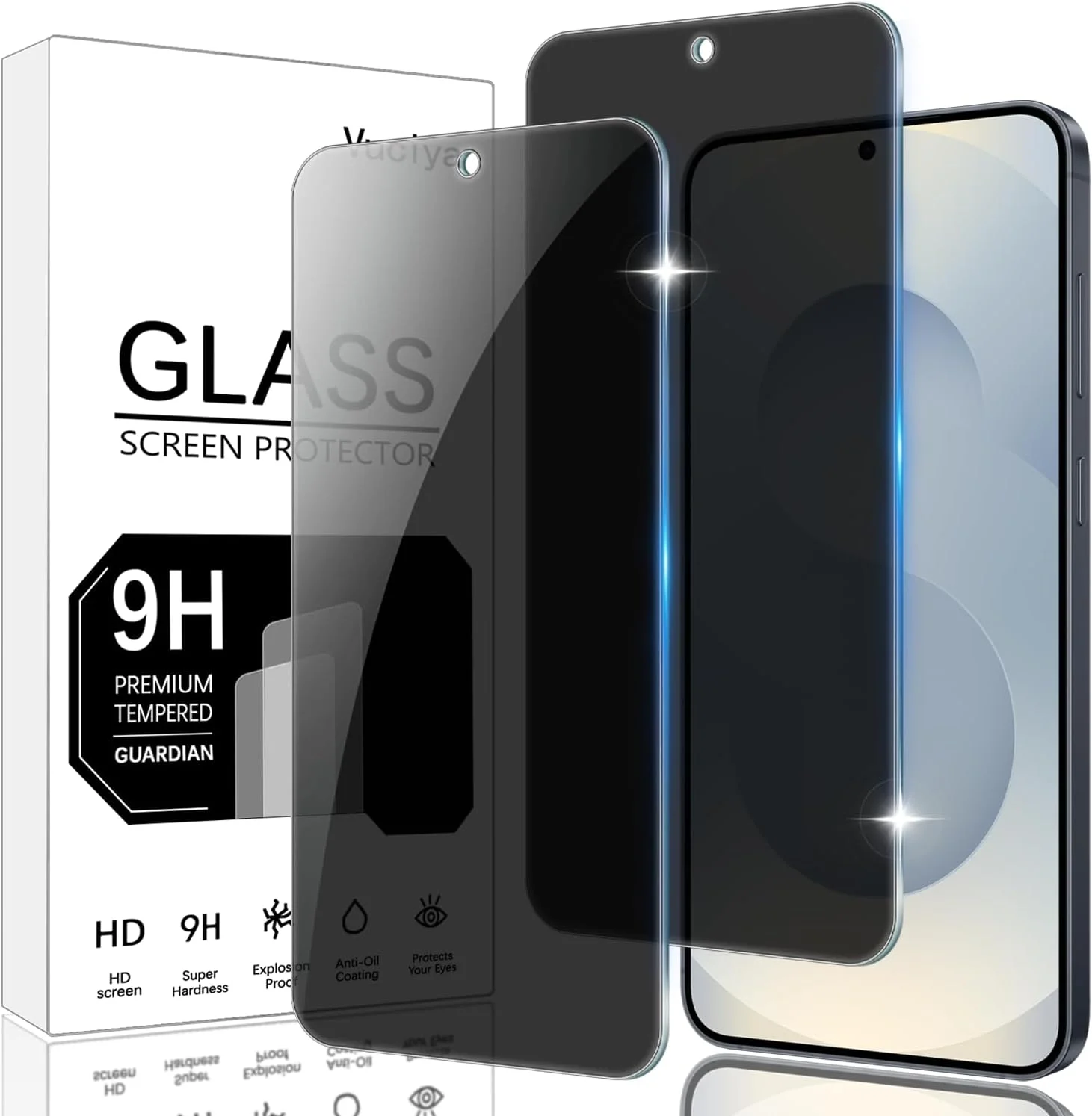 محافظ صفحه نمایش حریم خصوصی Vuciya بسته 2 عددی سازگار با Samsung Galaxy S24 / S25، فیلم محافظ ضد جاسوسی شیشه حرارت دیده سختی 9H ضد خش برای Galaxy S24