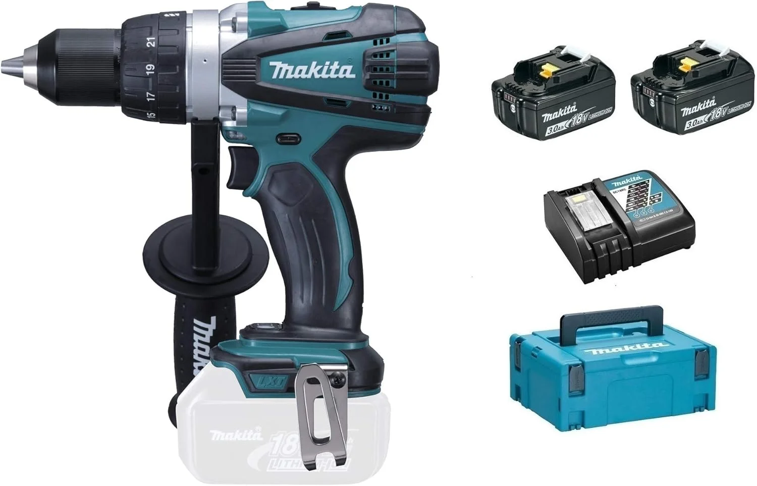 دریل چکشی شارژی ماکیتا مدل DDF458RFJ - دریل های چکشی شارژی (لیتیوم-یون (Li-Ion)، 18 ولت، 22 دقیقه، 22.500 سانتی متر، 7.900 سانتی متر، 25.900 سانتی متر)