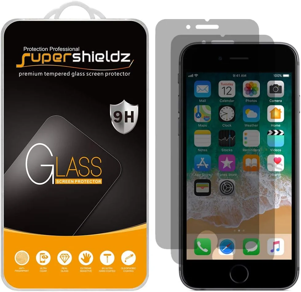 (2 بسته) لوازم جانبی تلفن Supershieldz برای محافظ صفحه نمایش شیشه ای حریم خصوصی ضد جاسوسی Apple iPhone 6S Plus و iPhone 6 Plus، 0.3 میلی متر، ضد خش، بدون حباب