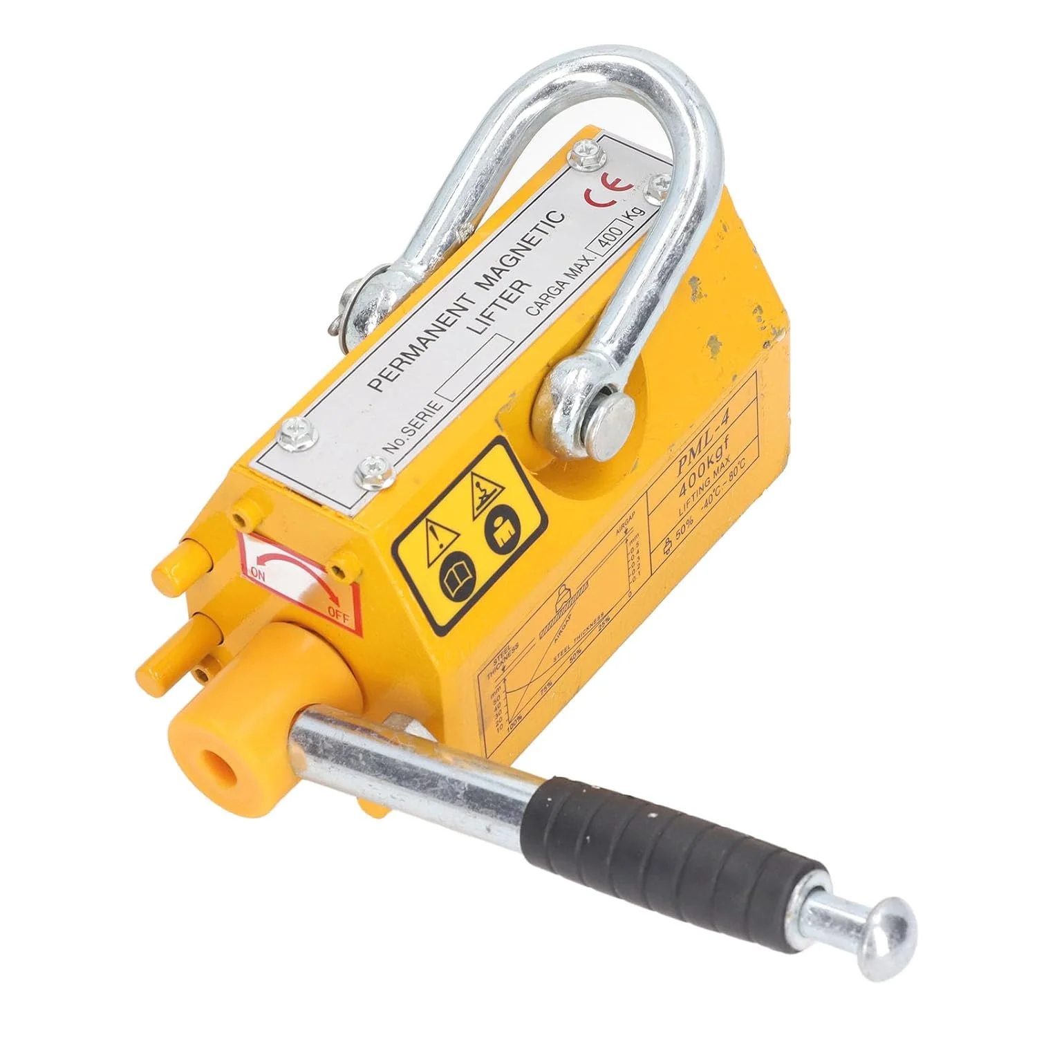 بالابر مغناطیسی دائمی 400 کیلوگرمی با دسته ایمنی و ظرفیت بار بالا مناسب انبار و بارگیری