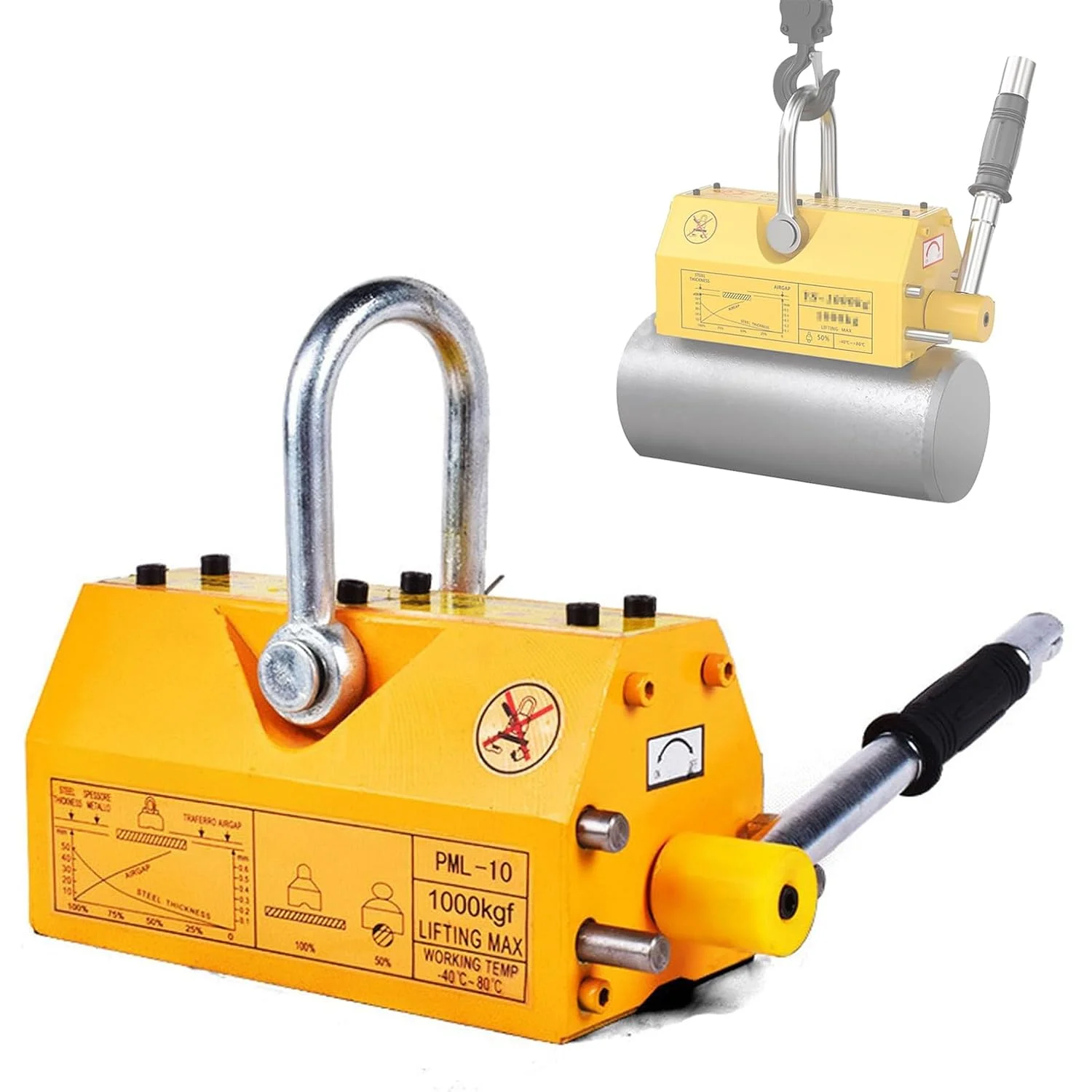 بالابر مغناطیسی 100/200/400/600 کیلوگرمی، کشش و بلند کردن، آهنربای دائمی بالابر با اهرم رهاسازی، بالابر مغناطیسی دستی سنگین برای جرثقیل بالابر، ایده آل برای عملیات جرثقیل کارگاهی و بلند کردن فولاد