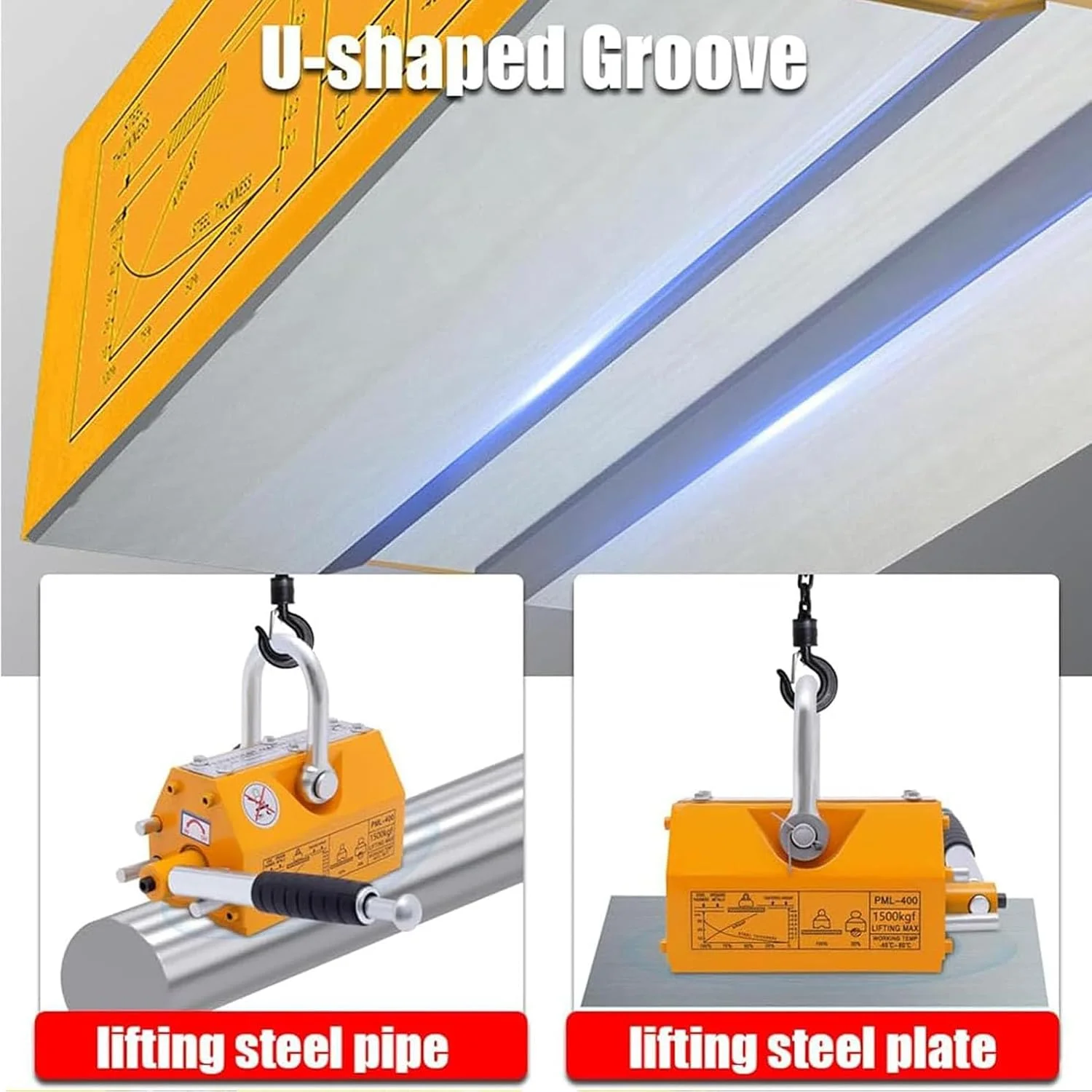 بالابر مغناطیسی 100/200/400/600 کیلوگرمی، کشش و بلند کردن، آهنربای دائمی بالابر با اهرم رهاسازی، بالابر مغناطیسی دستی سنگین برای جرثقیل بالابر، ایده آل برای عملیات جرثقیل کارگاهی و بلند کردن فولاد