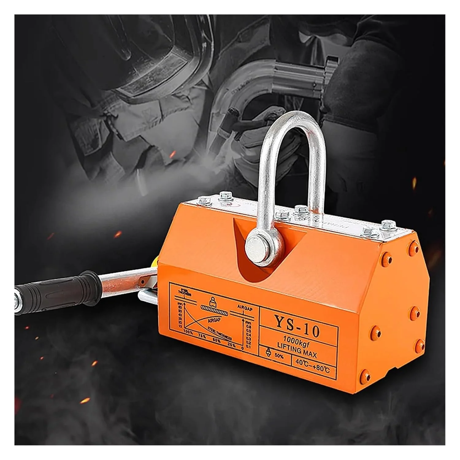 بالابر مغناطیسی جرثقیل با آهنربای دائمی 400 کیلوگرمی، بالابر جرثقیل فولادی سنگین، چاک مغناطیسی صنعتی برای استفاده DIY بالابر مغناطیسی جرثقیل با آهنربای دائمی 400 کیلوگرمی، بالابر جرثقیل فولادی سنگین، چاک مغناطیسی صنعتی برای استفاده DIY