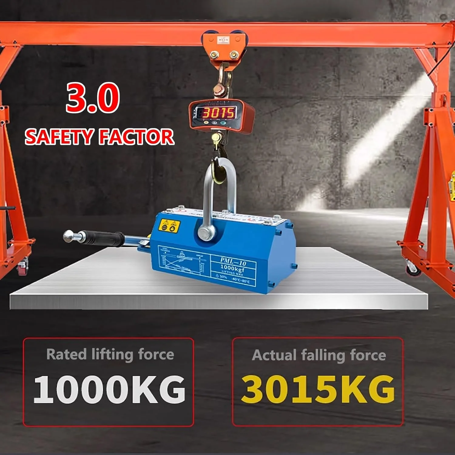 آهنربای بالابر دائمی فولادی سنگین، دستگاه بالابر مغناطیسی 100 کیلوگرم تا 3000 کیلوگرم، ضریب ایمنی 3.0، برای بلند کردن ورق فولادی و سایر مواد مغناطیسی