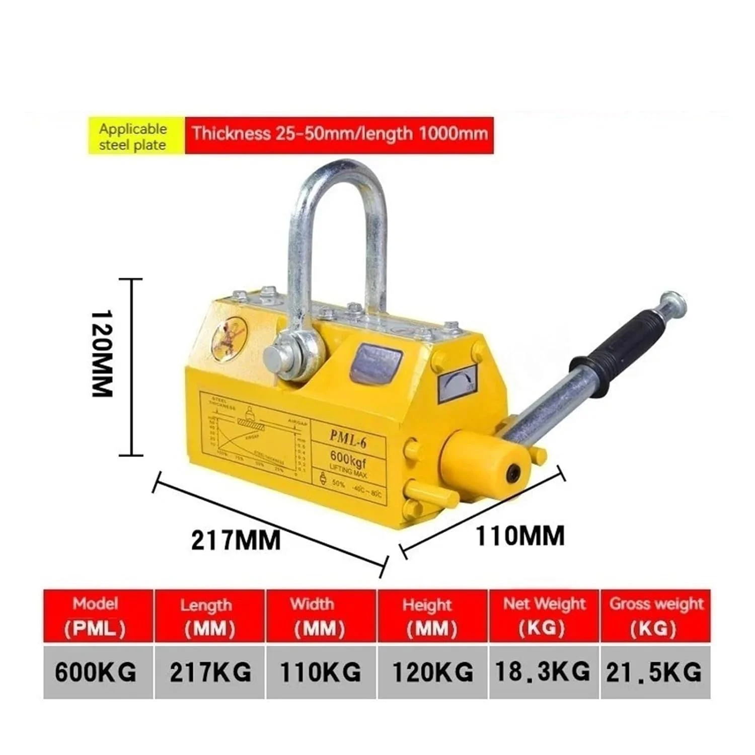 بالابر مغناطیسی فولادی چاک دائمی قدرتمند آهنربای بالابر فلزی 600 کیلوگرمی برای انجام پروژه های فولادی