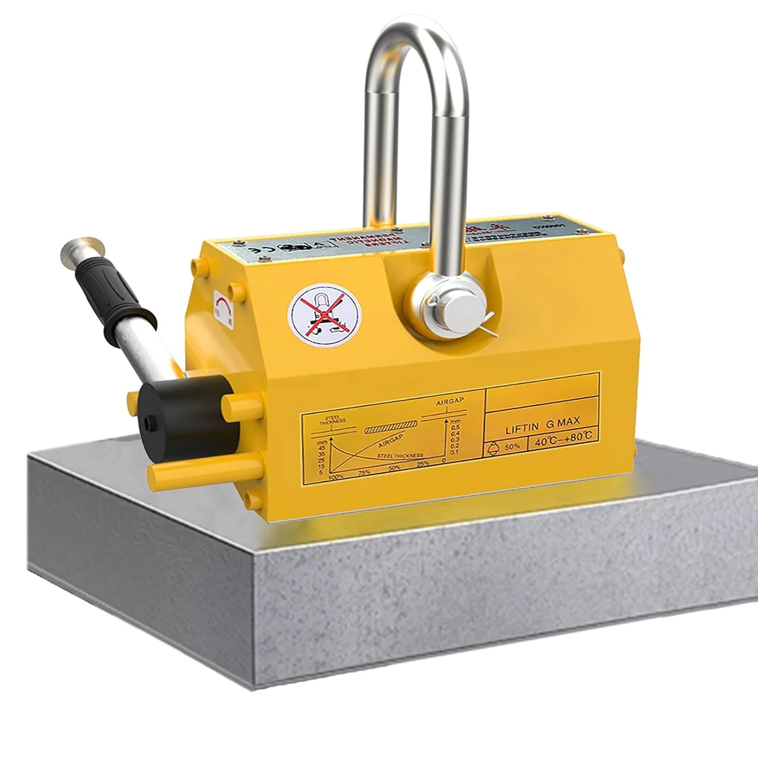 Magnetic Lifter, with Release Heavy Duty Permanent Lift Magnets,for Hoist, Shop Crane, Lifting Plate Steel,Round Steel