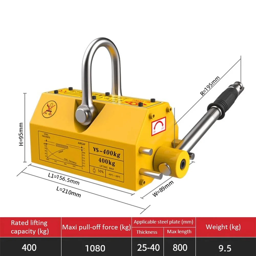 بالابر مغناطیسی، آهنربای بالابر مغناطیسی فولادی برای بالابر مورد استفاده در جرثقیل کارگاهی، صفحه بالابر، تخته فولادی، 400 کیلوگرم