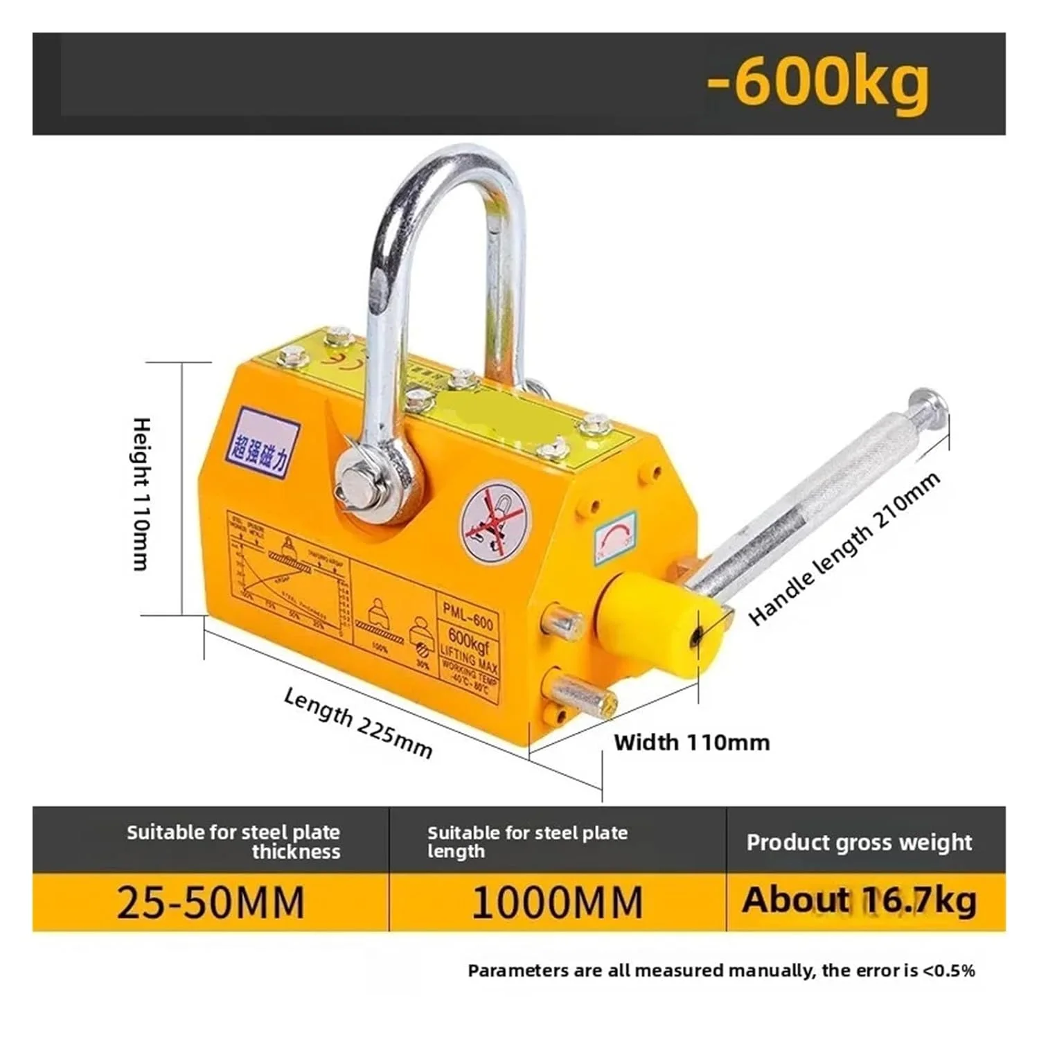 بالابر مغناطیسی 400 کیلوگرمی 600 کیلوگرمی، آهنربای بالابر سنگین برای انجام پروژه های فولادی، بالابر تعلیق مغناطیسی