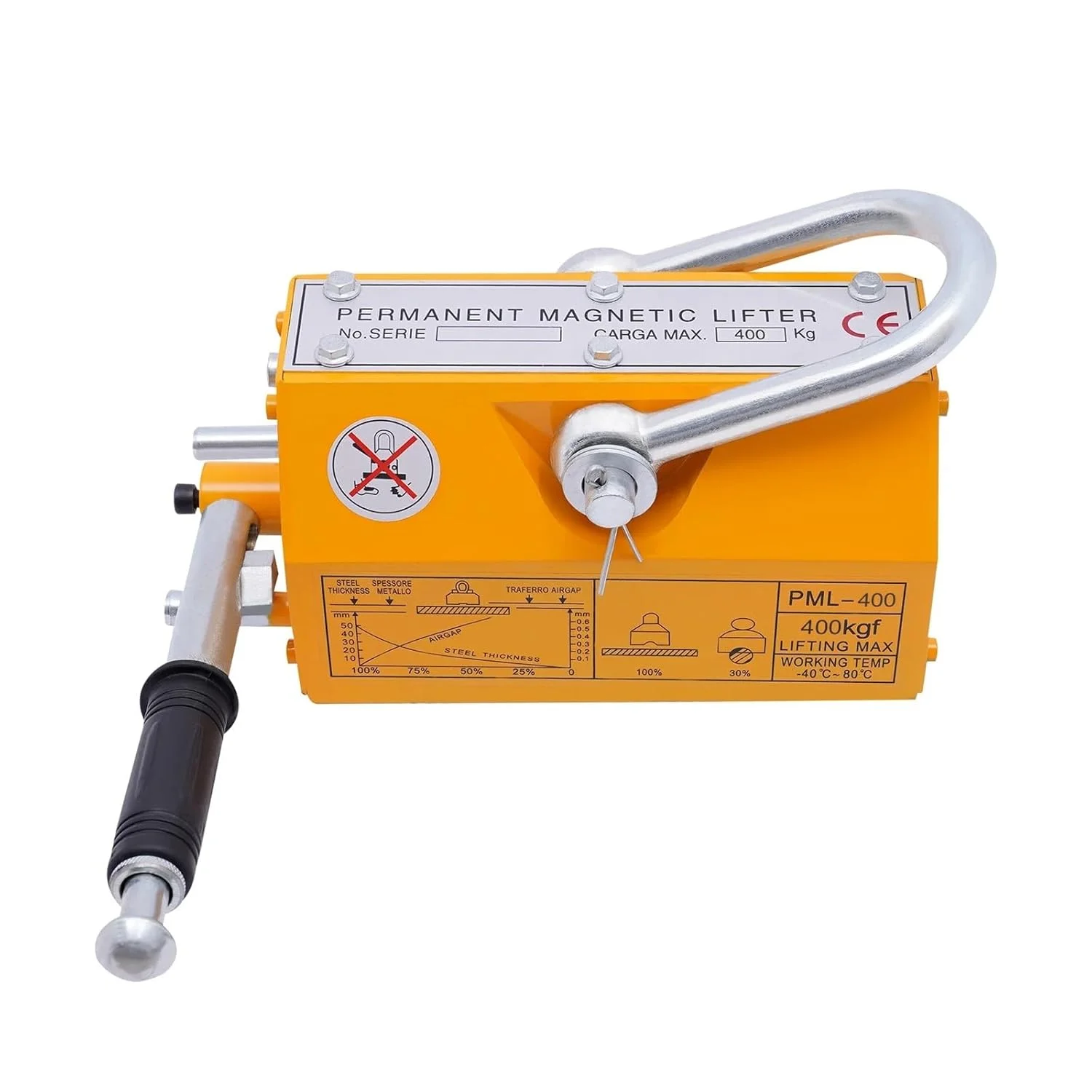 بالابر مغناطیسی فولادی 400 کیلوگرمی/880 پوندی، آهنربای بالابر سنگین وظیفه، آهنرباهای دائمی بالابر برای بالابر کارگاهی، تخته بلوک جرثقیل