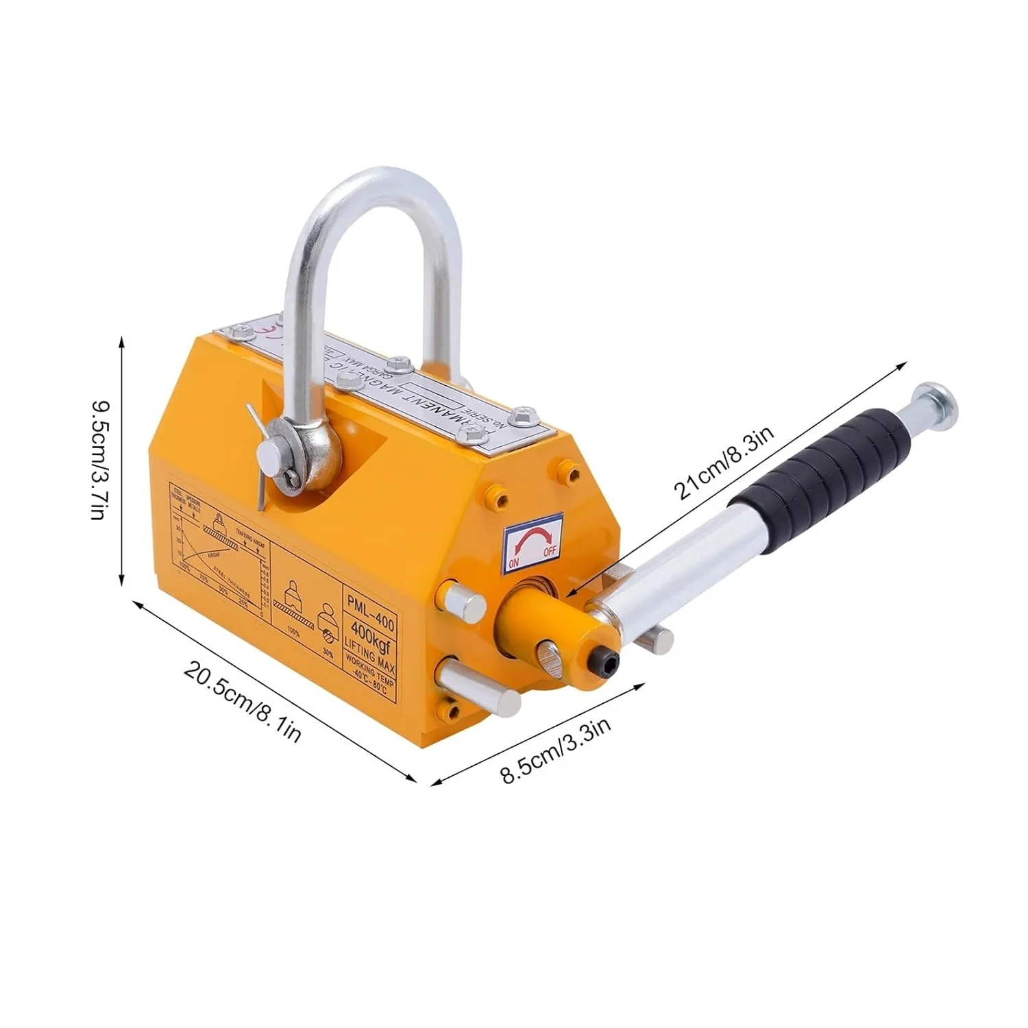 بالابر مغناطیسی فولادی 400 کیلوگرمی/880 پوندی، آهنربای بالابر سنگین وظیفه، آهنرباهای دائمی بالابر برای بالابر کارگاهی، تخته بلوک جرثقیل