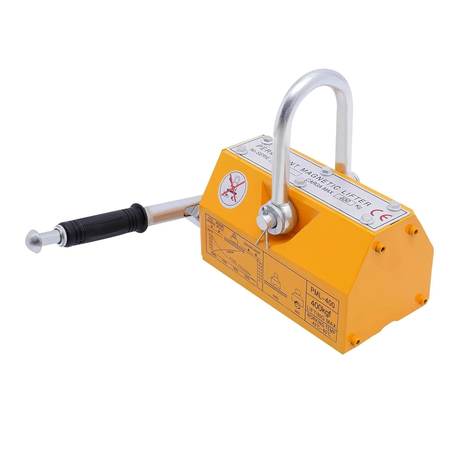 بالابر مغناطیسی فولادی 400 کیلوگرمی/880 پوندی، آهنربای بالابر سنگین وظیفه، آهنرباهای دائمی بالابر برای بالابر کارگاهی، تخته بلوک جرثقیل