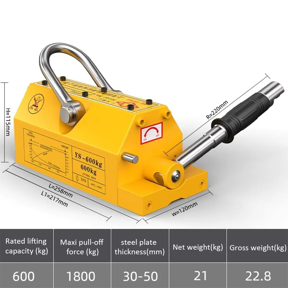 بالابر مغناطیسی ZCBYBT با آهنرباهای دائمی برای بالابر، جرثقیل کارگاهی، بلند کردن ورق فولادی، تخته، 600 کیلوگرم