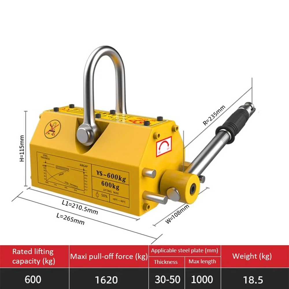 بالابر مغناطیسی فولادی ZCBYBT، آهنربای بالابر مغناطیسی برای بالابر مورد استفاده در جرثقیل کارگاهی، بالابر صفحه فولادی، 600 کیلوگرم
