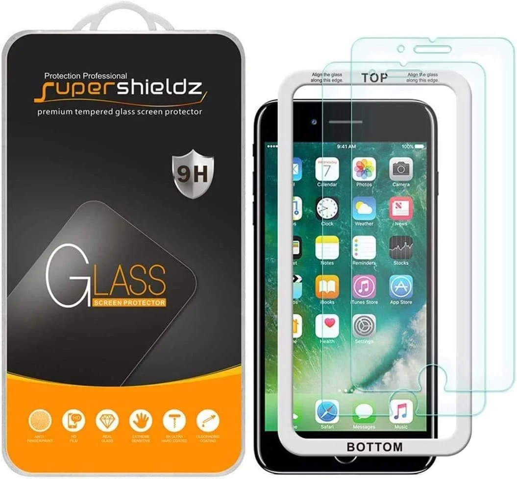 محافظ صفحه نمایش شیشه ای حرارت دیده سوپرشیلدز (2 عدد) برای گوشی های آیفون 6S و آیفون 6 (4.7 اینچ) به همراه سینی نصب آسان، ضد خش و بدون حباب محافظ صفحه نمایش شیشه ای حرارت دیده سوپرشیلدز (2 عدد) برای گوشی های آیفون 6S و آیفون 6 (4.7 اینچ) به همراه سینی نصب آسان، ضد خش و بدون حباب