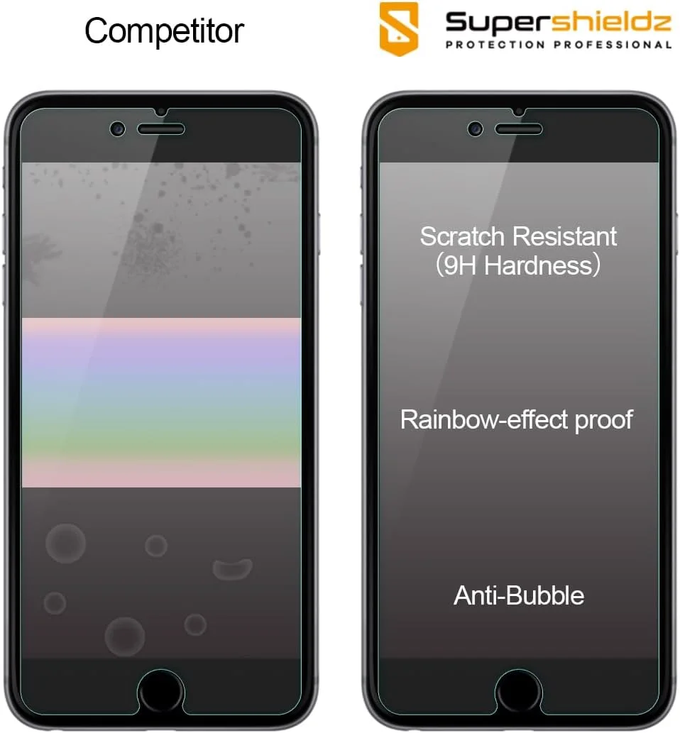 محافظ صفحه نمایش شیشه ای حرارت دیده سوپرشیلدز (2 عدد) برای گوشی های آیفون 6S و آیفون 6 (4.7 اینچ) به همراه سینی نصب آسان، ضد خش و بدون حباب