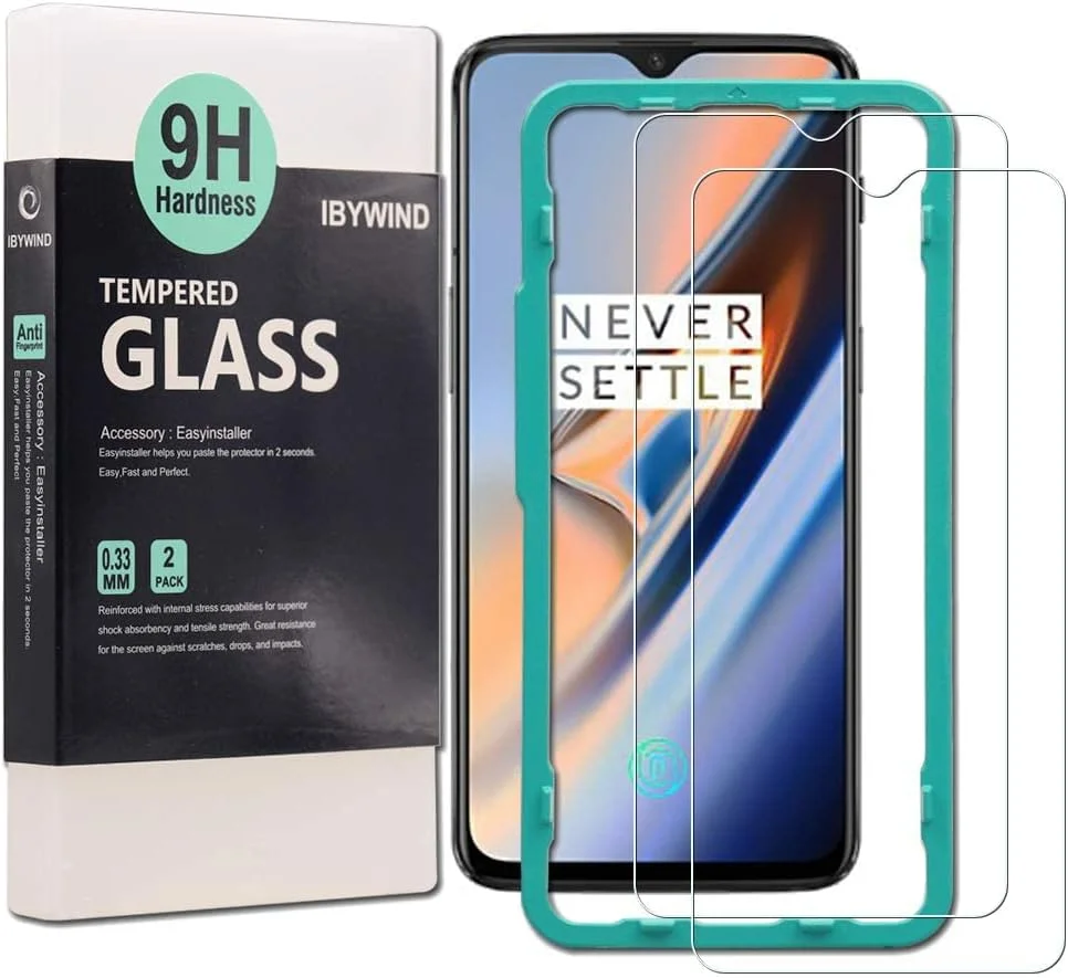 محافظ صفحه نمایش Ibywind برای OnePlus 6T 6.4 اینچ، بسته 2 عددی، شیشه حرارت دیده با سختی 9H، نصب آسان